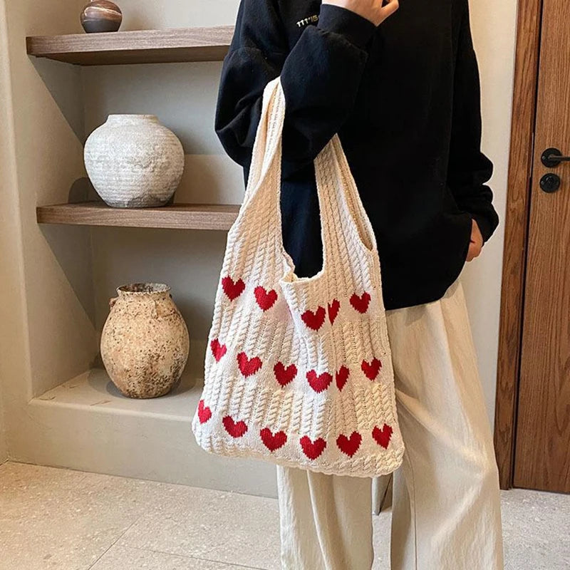 Heart Knitted Bag