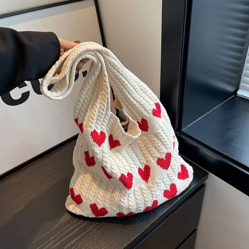 Heart Knitted Bag